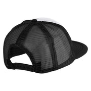 Old English Black M Patched Flat Bill Trucker Snapback Cap - White Black OSFM