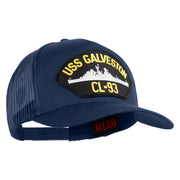 USS Galveston CL 93 Patched Solid Cotton Twill 5 panel Mesh Back Cap - Navy OSFM