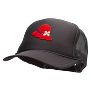 Lady Red Hat Patched Foam Front Golf Style Mesh Back Cap - Charcoal OSFM