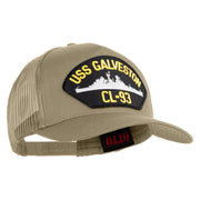 USS Galveston CL 93 Patched Solid Cotton Twill 5 panel Mesh Back Cap - Khaki OSFM