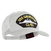 USS Galveston CL 93 Patched Solid Cotton Twill 5 panel Mesh Back Cap - White OSFM