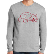 Mississippi Red Fox Graphic Design Men's Big Size Ultra Cotton Long Sleeve T-Shirt - Ash XS