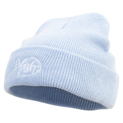 Sad Fish Logo Embroidered Super Stretch Knit Watch Cap Beanie - Columbia-Blue OSFM