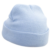 Sad Fish Logo Embroidered Super Stretch Knit Watch Cap Beanie - Columbia-Blue OSFM