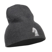 Chess Piece Kight Embroidered Short Beanie