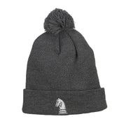 Chess Piece Knight Embroidered Pom Beanie