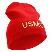 USMC Symbol Embroidered 8 Inch Short Beanie Made in USA - Red OSFM