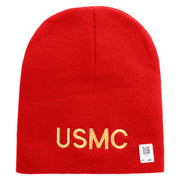 USMC Symbol Embroidered 8 Inch Short Beanie Made in USA - Red OSFM