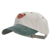 Autumn Heart Embroidered Pigment Dyed Wash Cap - Beige-Green OSFM