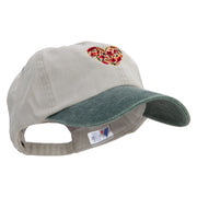 Autumn Heart Embroidered Pigment Dyed Wash Cap - Beige-Green OSFM