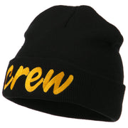 Crew Embroidered Long Knitted Beanie