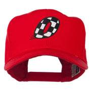 Checkered Flag Numbers Embroidered Red High Profile Cap