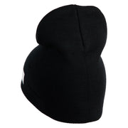 Veteran US Navy Symbol Embroidered 8 Inch Knit Short Beanie Made in USA - Black OSFM