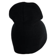 Veteran US Navy Symbol Embroidered 8 Inch Knit Short Beanie Made in USA - Black OSFM