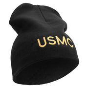 USMC Symbol Embroidered 8 Inch Short Beanie Made in USA - Black OSFM