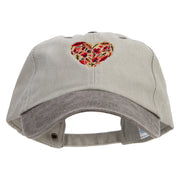 Autumn Heart Embroidered Pigment Dyed Wash Cap - Beige-Brown OSFM