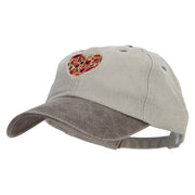 Autumn Heart Embroidered Pigment Dyed Wash Cap - Beige-Brown OSFM