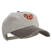 Autumn Heart Embroidered Pigment Dyed Wash Cap - Beige-Brown OSFM