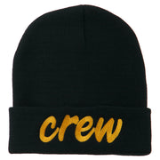 Crew Embroidered Long Knitted Beanie