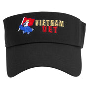 Vietnam Vet Embroidered Cotton Twill Sun Visor - Black OSFM