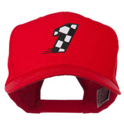 Checkered Flag Numbers Embroidered Red High Profile Cap