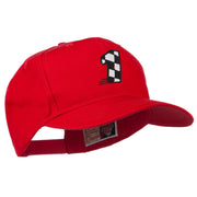 Checkered Flag Numbers Embroidered Red High Profile Cap