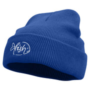 Sad Fish Logo Embroidered Super Stretch Knit Watch Cap Beanie - Royal OSFM