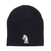 Chess Piece Kight Embroidered Short Beanie