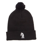 Chess Piece Knight Embroidered Pom Beanie