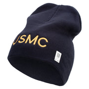 USMC Symbol Embroidered 8 Inch Short Beanie Made in USA - Navy OSFM
