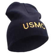 USMC Symbol Embroidered 8 Inch Short Beanie Made in USA - Navy OSFM
