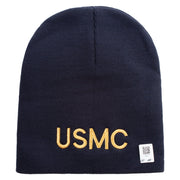 USMC Symbol Embroidered 8 Inch Short Beanie Made in USA - Navy OSFM