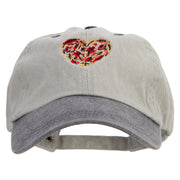 Autumn Heart Embroidered Pigment Dyed Wash Cap - Beige-Black OSFM