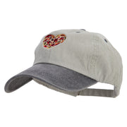 Autumn Heart Embroidered Pigment Dyed Wash Cap - Beige-Black OSFM