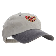 Autumn Heart Embroidered Pigment Dyed Wash Cap - Beige-Black OSFM