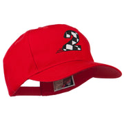 Checkered Flag Numbers Embroidered Red High Profile Cap