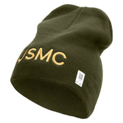 USMC Symbol Embroidered 8 Inch Short Beanie Made in USA - Olive OSFM