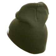 USMC Symbol Embroidered 8 Inch Short Beanie Made in USA - Olive OSFM