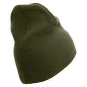 USMC Symbol Embroidered 8 Inch Short Beanie Made in USA - Olive OSFM