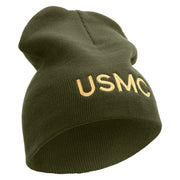 USMC Symbol Embroidered 8 Inch Short Beanie Made in USA - Olive OSFM
