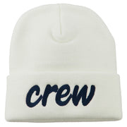 Crew Embroidered Long Knitted Beanie