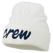 Crew Embroidered Long Knitted Beanie