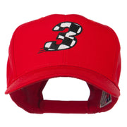 Checkered Flag Numbers Embroidered Red High Profile Cap