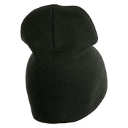 Veteran US Navy Symbol Embroidered 8 Inch Knit Short Beanie Made in USA - Graphite OSFM