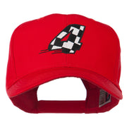 Checkered Flag Numbers Embroidered Red High Profile Cap