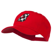 Checkered Flag Numbers Embroidered Red High Profile Cap