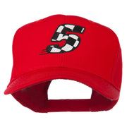 Checkered Flag Numbers Embroidered Red High Profile Cap