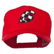 Checkered Flag Numbers Embroidered Red High Profile Cap