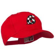 Checkered Flag Numbers Embroidered Red High Profile Cap