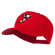 Checkered Flag Numbers Embroidered Red High Profile Cap